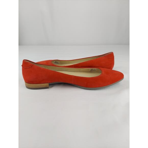ECCO Women's Red Nubuck Leather Pointed Ballerina Flat Size 36 EU, 5-5.5 US - Picture 3 of 10